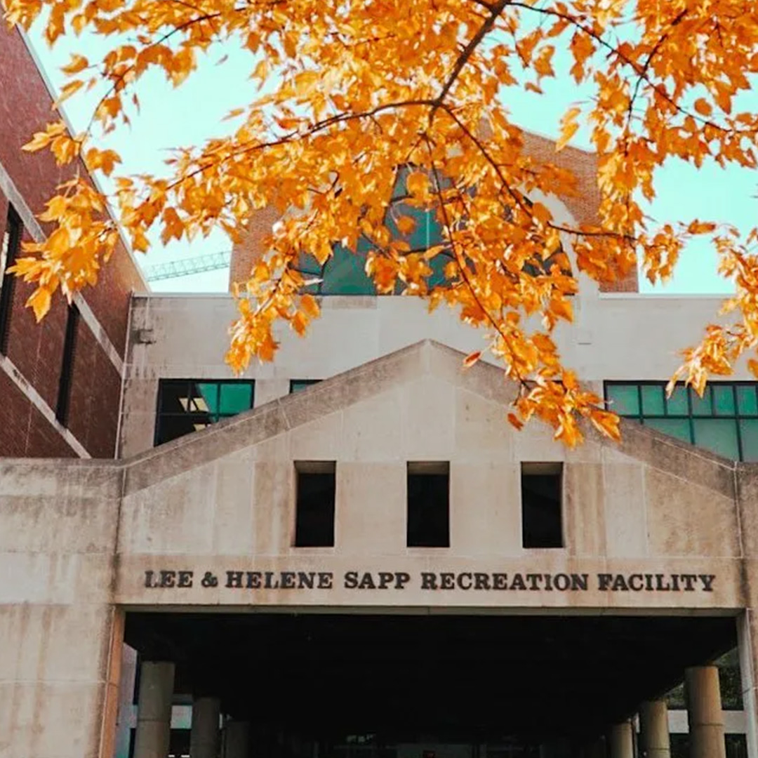 the front of the city campus recreation facility in fall